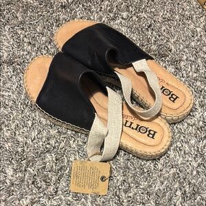 Born Black and Tan Sandals